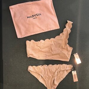 Marysia Pink Scalloped Bikini Set
